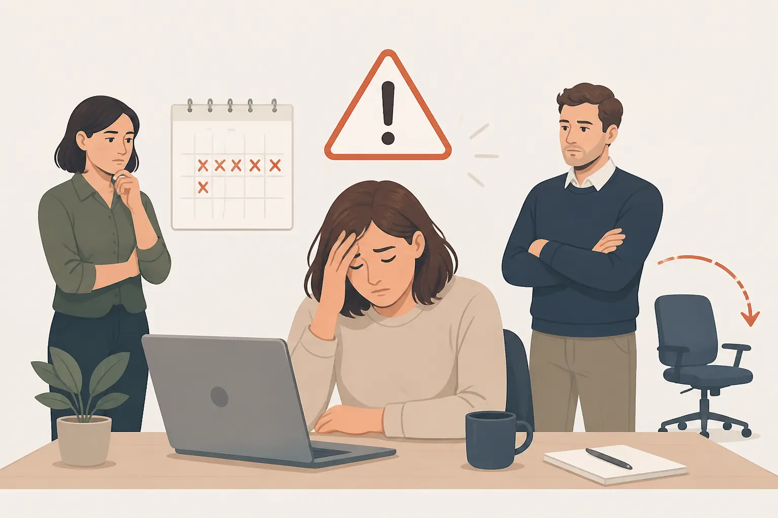 Psychologie du travail : salarié stressé, absences répétées, départ d’un poste et collègues tendus